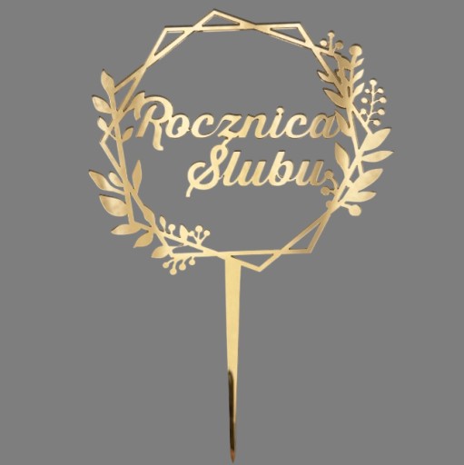 Výročie svadby do venca PLEXI zlatý zrkadlový topper