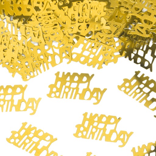 Konfety 15 g - zlatý nápis Happy Birthday k narodeninám