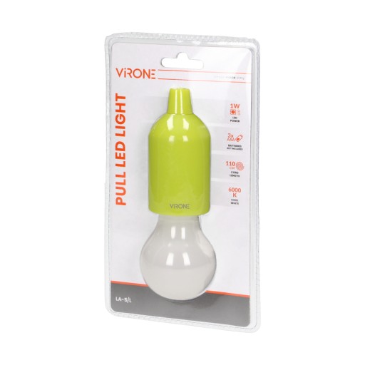 Nočná LED lampa na batérie na šnúrke, limetkovo zelená