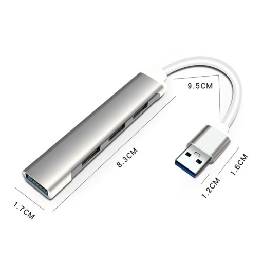 HUB USB 3.0 USB SPLITTER HLINÍKOVÝ USB SPLITTER 4 PORTY 4x USB 4v1