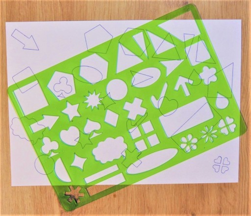 Šablóna na kreslenie geometrických útvarov, kruhových vzorov, geometrických útvarov