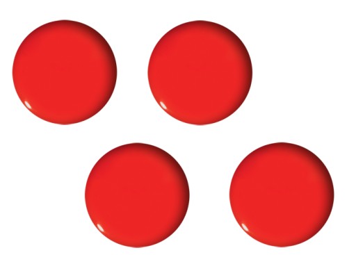 KRUHOVÝ MAGNET NA DOSKY, 4ks, 40mm, červený
