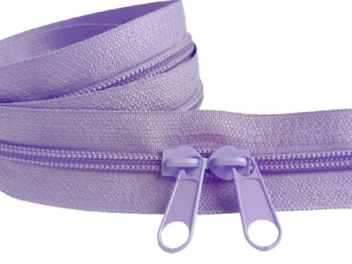 Špirálový zips 5 mm zips SVETLO FIALOVÝ 5 metrov + 10 zipsov