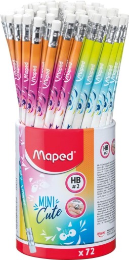 6 ks HB Mini Cute Maped trojuholníková ceruzka s gumou