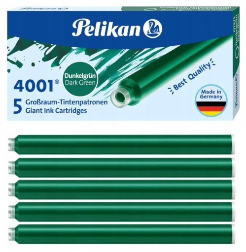 Dlhé atramentové náplne - Pelikan - bal 5 ks - TMAVO ZELENÁ