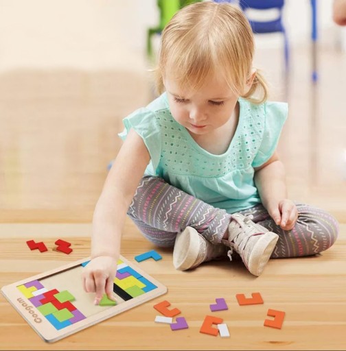DREVENÉ PUZZLE BLOCKS TETRIS TANGRAM PUZZZLE