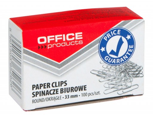 Kovové okrúhle sponky na papier 33mm, 100 ks.
