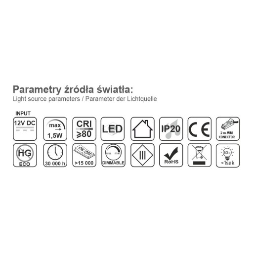 LED ORBIT 1,5W podskrinkové svietidlo, čierne, studené
