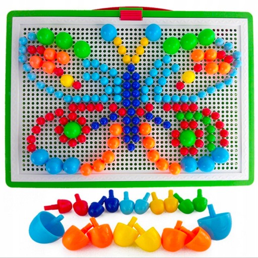 SADA KREATÍVNYCH PUZZLE KOLÍKOV HÚBA MONTESSORI 296 ELEMENTOV