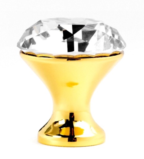 KĽÚČKA NA NÁBYTOK ZLATÁ KĽUČKA CRYSTAL FI30 KRÁSNY DIAMANT