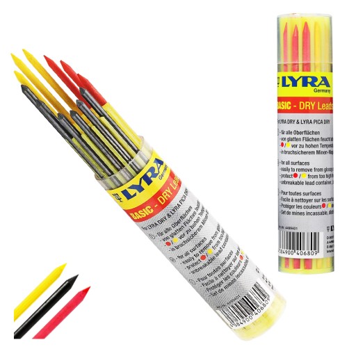 STAVEBNÁ ceruzka NÁPLNE ŠTÝLY ZNAČOVAČE 2,8mm PROFI DRY 3 FARBY LYRA
