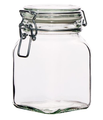 SKLENENÁ NÁDOBKA 750ML S SVORKOU NA SPRACOVANIE MED NA KORENIE 0,75L S KLOPOM