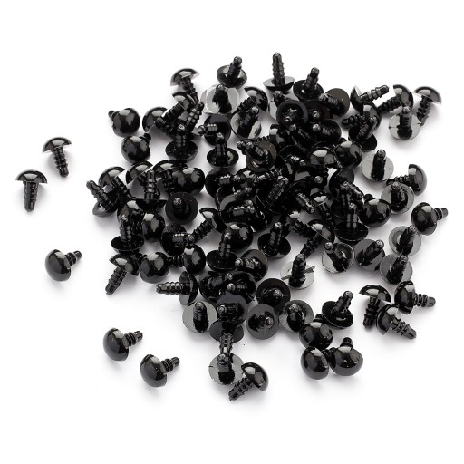 Bezpečnostné oči, plastové, bez svoriek, na hračky, čierne, 10 mm, 50 párov