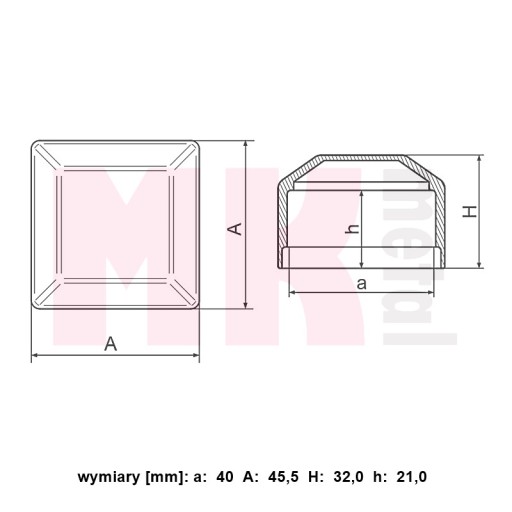 Profilové krytky - krytka pre profil 40x40 mm