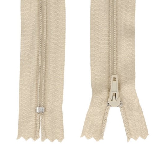 ŠPIRÁLOVÝ Zips #3 TENKÝ - 18 CM - SVETLOBÉŽOVÝ