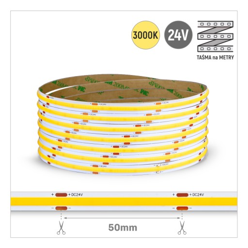 COB STRIP 320LED/M IP20 3000K TEPLO 6W/m 24VDC NEPRETRVALÉ SVIETENIE / 1 METER