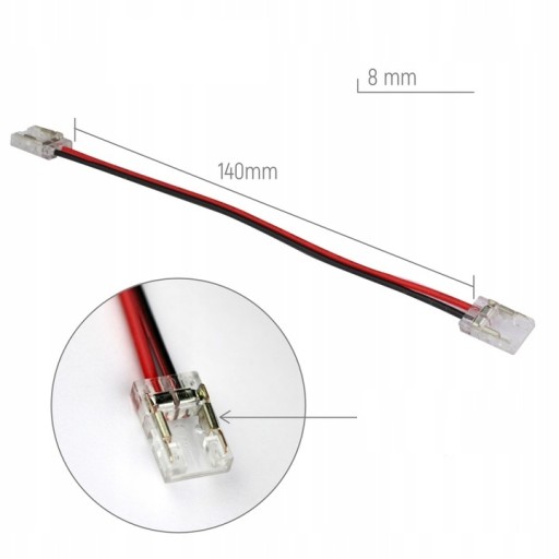 14 cm konektor pre COB LED pásy 8 mm konektorová svorka rýchla montáž, obojstranná