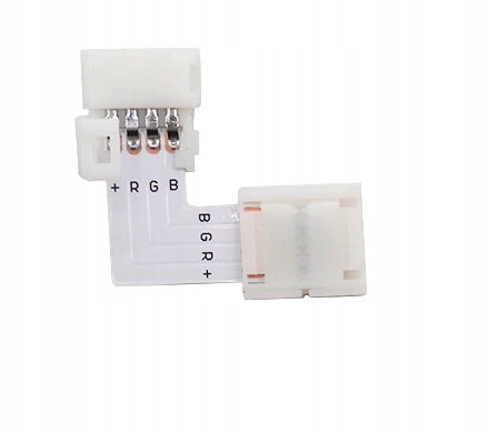 UHOLOVÝ KONEKTOR L90 PRE PRIPOJENIE RGB 5050 LED PRUHOV 4 PIN 10MM