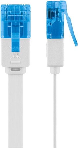 Sieťový patch kábel LAN RJ45 cat.6A plochý U/UTP, biely 0,5 m
