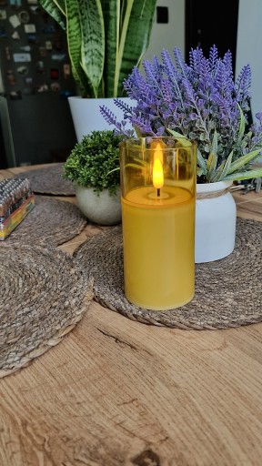 Led sviečka v puzdre, 9 cm vložka, tmavé sklo