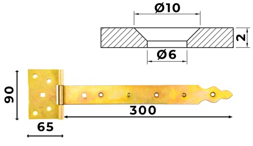 Altánkový pozinkovaný pánt 300 mm CROSS na dvere