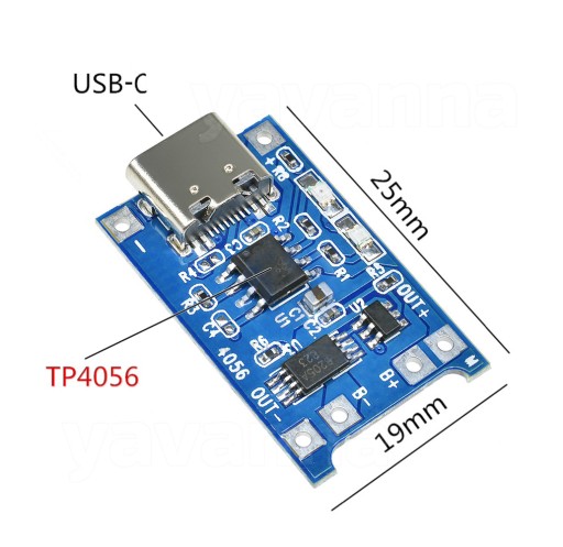 SUPER nabíjačka pre TP4056 USB-C Li-Ion, chránená.