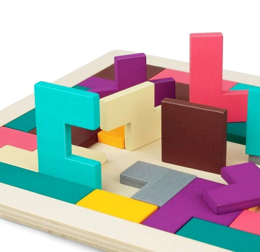 MONTESSORI DREVENÉ TETRIS BLOCKS MONTESORI TANGRAM PUZZZZ