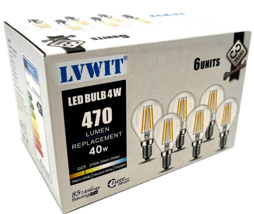 ŽIAROVKY LED FILAMENTOVÉ 6ks E14 4W=40W 2700K ECO