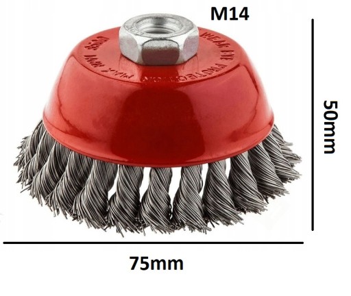 DRÔTENÁ KEFA 75mm M14, PREDNÁ SPLETOVANÁ PRE HRDZOVÚ UHLOVÚ BRÚSKU