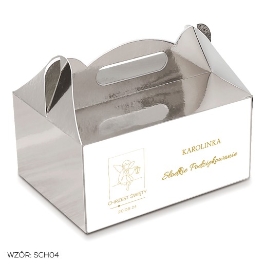 Strieborné tortové boxy s označením Svätý krst + personalizácia
