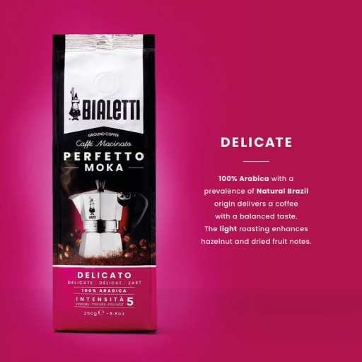 BIALETTI Perfetto Moka DELICATO mletá káva 250g