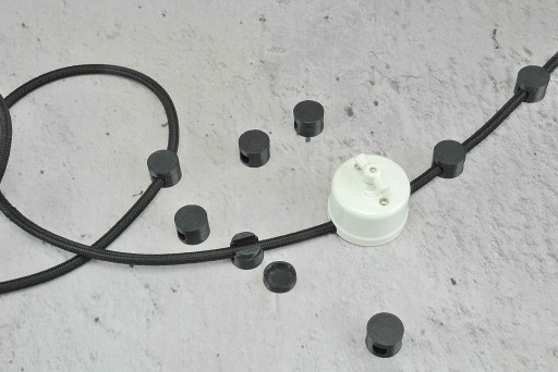 čierny držiak opleteného kábla 10mm loft retro povrchová inštalácia