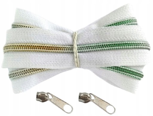 Dúhová špirálová páska na zips, zips 5 mm, BIELA 1 meter + 2 zipsy
