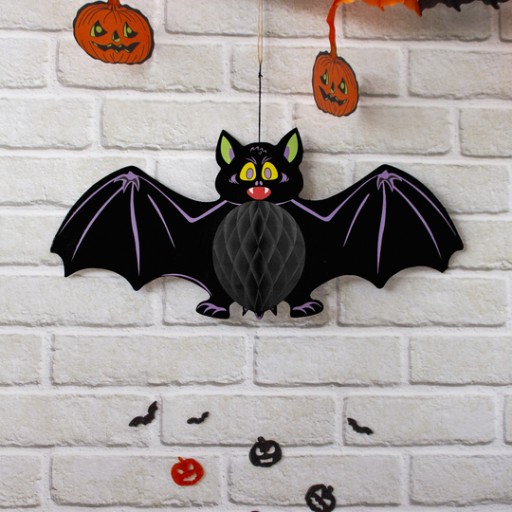 VEĽKÉ HALLOWEENSKÉ OZDOBKY NA ZAVIESENIE NETOPIERA ROZETOVÉ OZDOBKY 60cm
