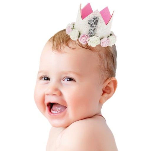 Narodeninové čiapky Crown One Year Old Glitter White