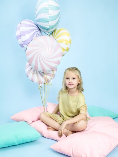FÓLIOVÝ BALÓN CUKROVINOVÁ ŠPIRÁLA LOLLID SVETLORUŽOVÁ PASTELOVÁ ROČNÁ HELBA 35CM