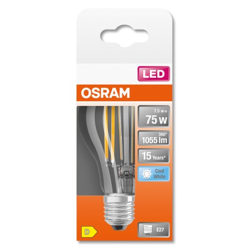 LED žiarovka E27 A60 7,5W 75W 4000K FILAMENT OSRAM
