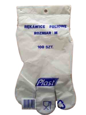 Jednorazové plastové šmykové rukavice, 100 ks orig.