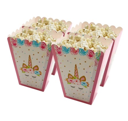 PAPIEROVÁ KRABIČKA POPCORN PRE NARODENINOVÝ JEDNOROŽEC JEDNOROŽEC