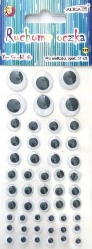NÁLEPKY MOVING EYES, mix veľkostí, 51 kusov