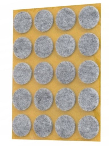 PLSTENÉ PODLOŽKY na stoličky, nábytok, stoly, ŠEDÁ samolepiaca fi 20mm plsť