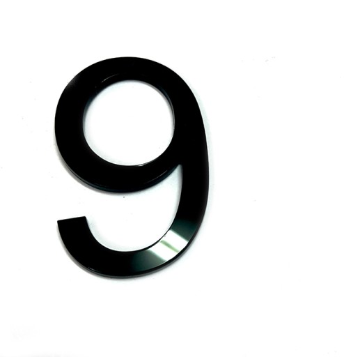 Číslo dverí, BLACK PLEXI číslica 12 cm, označenie miestností