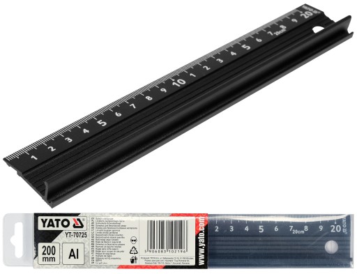 HLINÍKOVÉ PRAVIDLO S OCHRANNÝM PROFILOM A RÚČKOU 20CM YATO