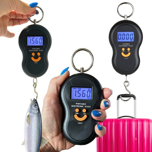 Elektronická vrecková rybárska háčiková váha na batožinu do 50kg + BATÉRIE