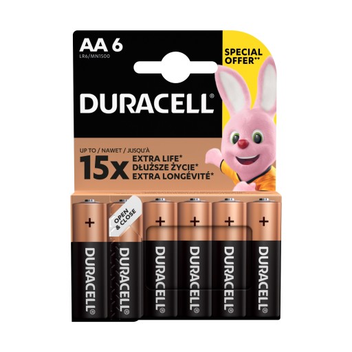 Duracell AA alkalická batéria (R6) 6 ks.