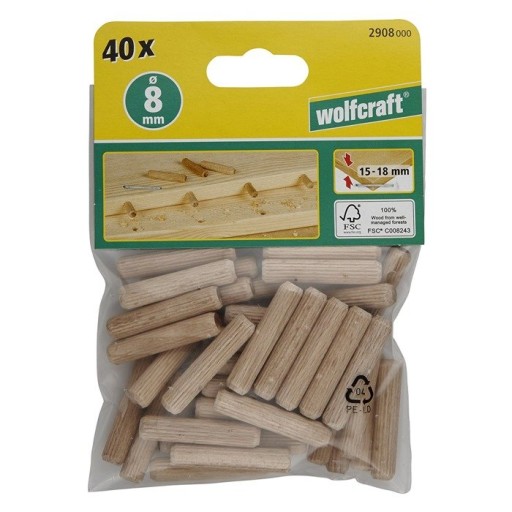 WOLFCRAFT ČEPY 8X40MM 40 KS WF2908000