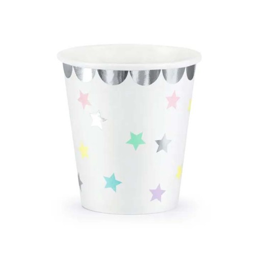 Poháre s hviezdami Unicorn 180 ml biele, 6 kusov