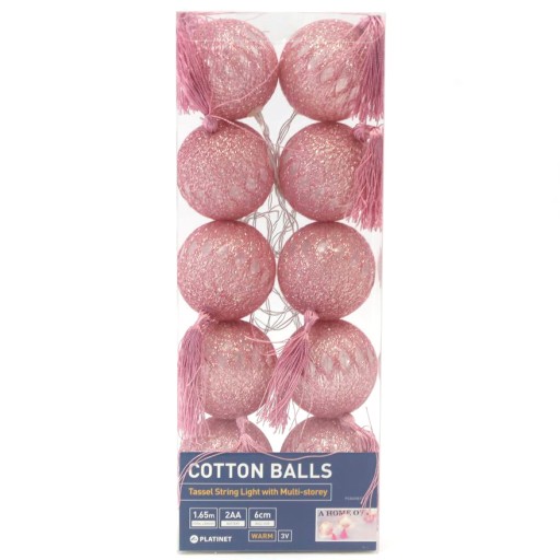 Dekoratívne svietidlá Cotton Balls girlandové svietidlá 10-BALL LED čačky