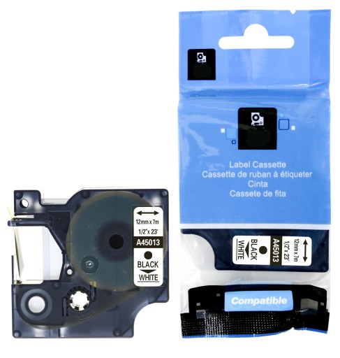 DYMO TAPE D1 45013 12mm/7m BIELA ČIERNA TLAČ