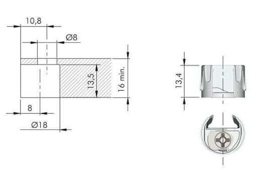 POLIČNÝ KONEKTOR PK2 gr. 16mm *IT* /C010001525/ /C010001496/